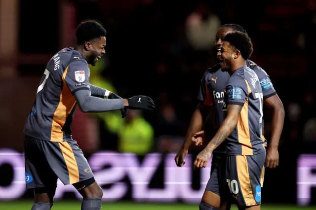 Derby County's Patrick Agyemang (left) celebrates