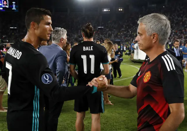 Cristiano Ronaldo and Jose Mourinho