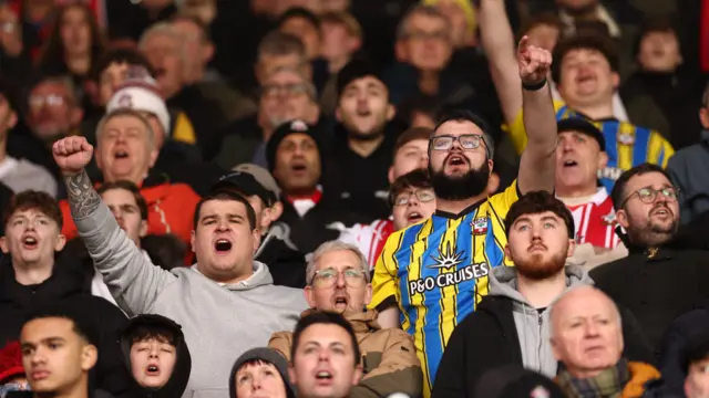 Southampton fans celebrate at Stoke