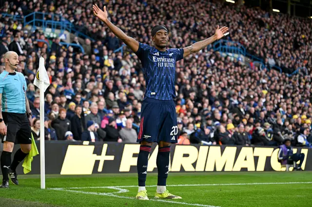 Madueke celebrates his corner that led to the second goal