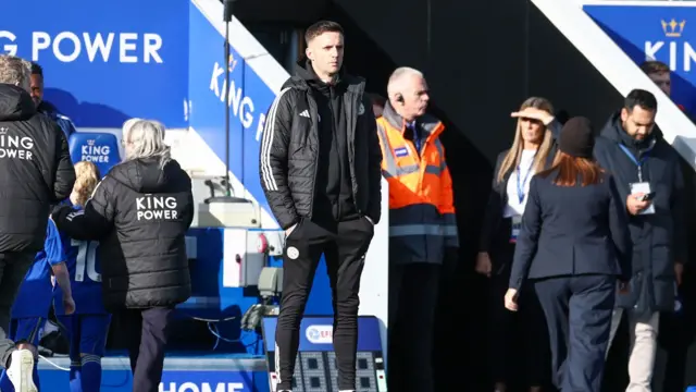 Interim Leicester boss Andy King stands on the sidelines