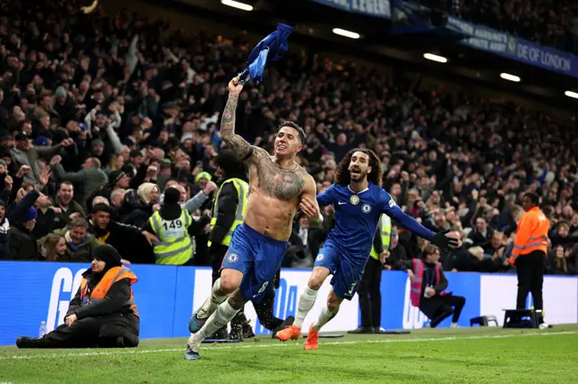 Enzo Fernandez celebrates scoring a goal