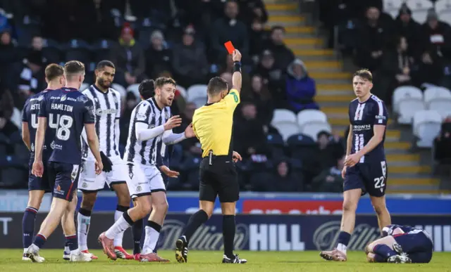St Mirren's Jake Young is sent off