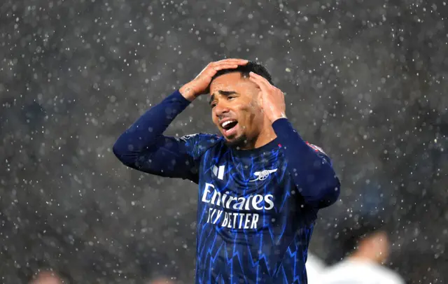 Arsenal's Gabriel Jesus reacts