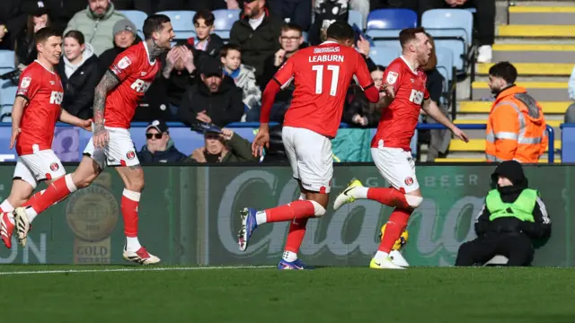 Sonny Carey celebrates with his Charlton team-mates