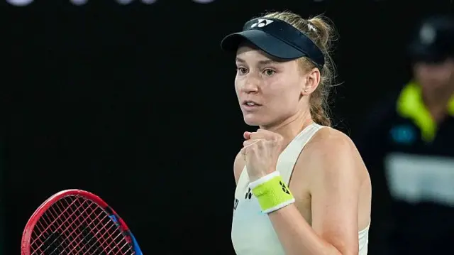 Elena Rybakina of Kazakhstan reacts