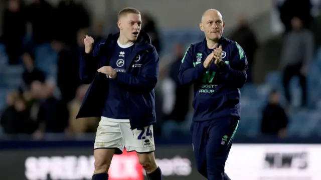 Millwall manager Alex Neil with midfielder Casper De Norre