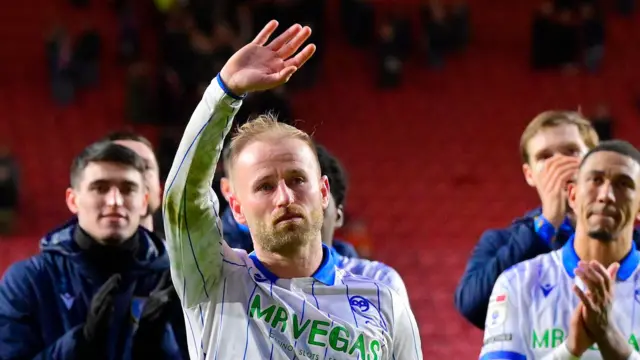 Barry Bannan waving to the visiting Sheffield Wednesday supporters after the game in an emotional farewell.