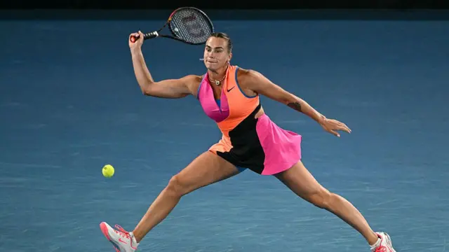 Aryna Sabalenka hits a return