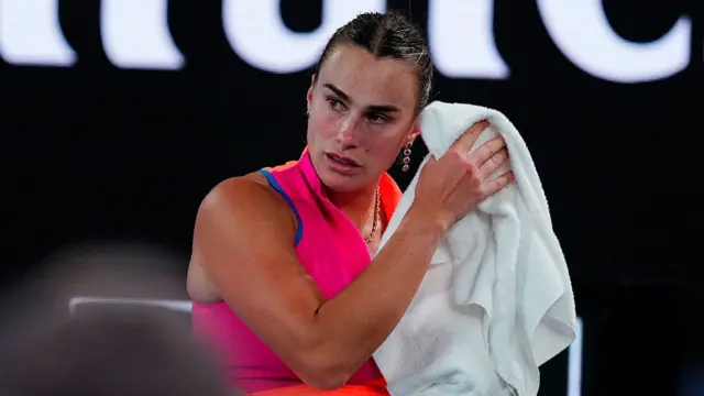 Aryna Sabalenka reacts