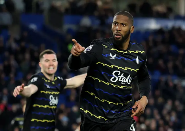 Beto celebrates his goal in front of the away end