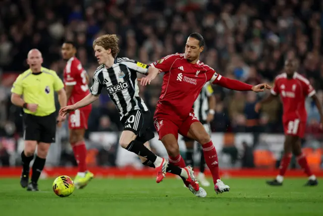 Gordon runs off the back of van Dijk
