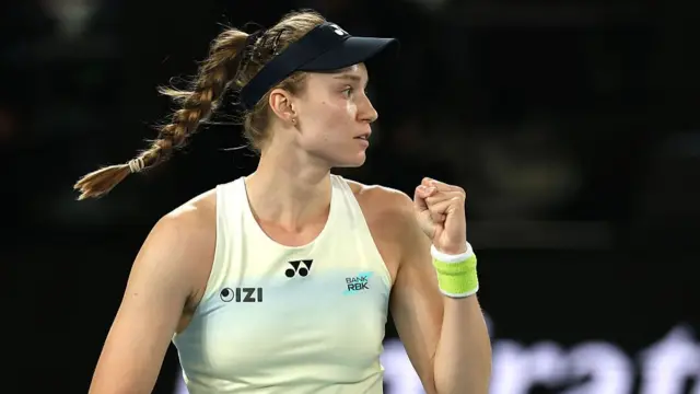 Elena Rybakina of Kazakhstan celebrates