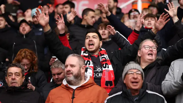 Southampton fans celebrate at Stoke