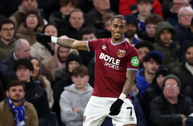 West Ham United's Crysencio Summerville celebrates scoring their second goal