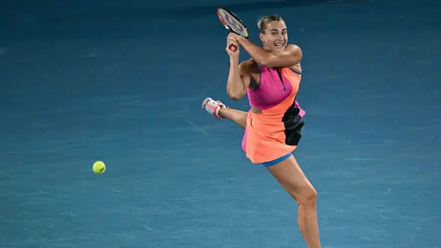 Aryna Sabalenka hits a return