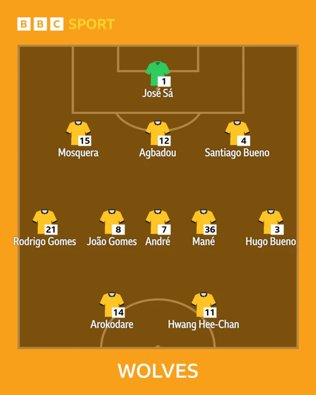 Wolves XI v Bournemouth in the Premier League