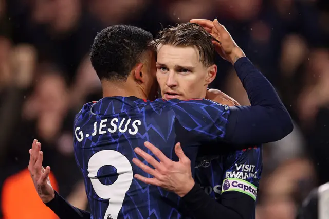 Jesus and Odegaard celebrate