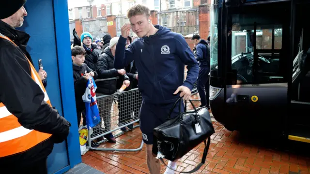 Blackburn's Andri Gudjohnsen arrives at Ewood Park