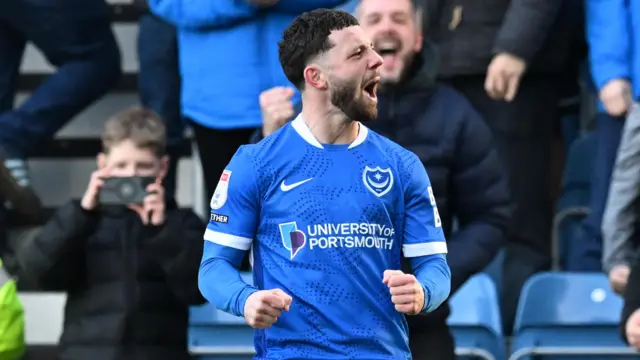 Conor Chaplin shouts in celebration