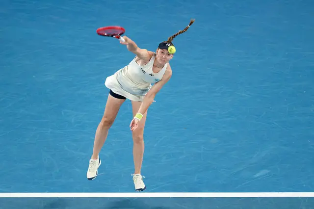 Elena Rybakina of Kazakhstan serves