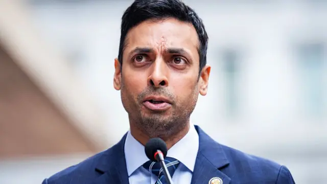 Democrat Congressman Suhas Subramanyam wearing a navy suit