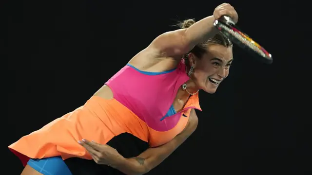 Aryna Sabalenka serves
