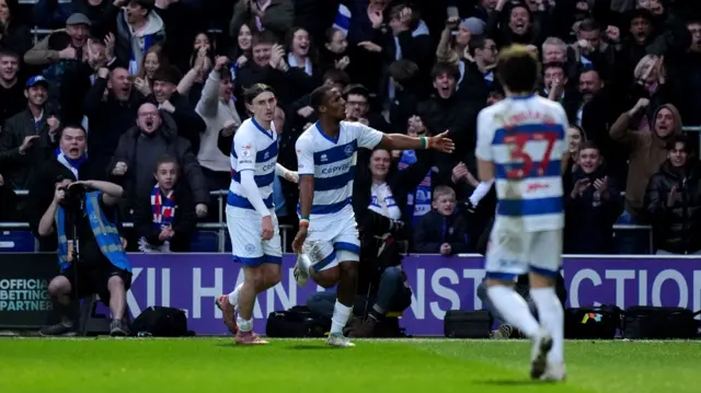 Richard Kone celebrates at Loftus Road