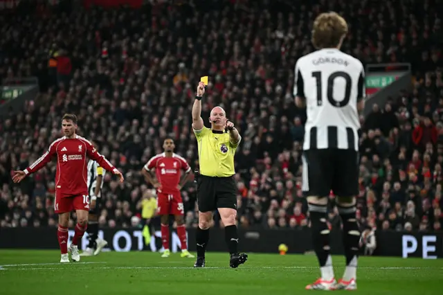 Gordon is shown a yellow card