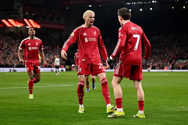 Liverpool's Hugo Ekitike and Florian Wirtz