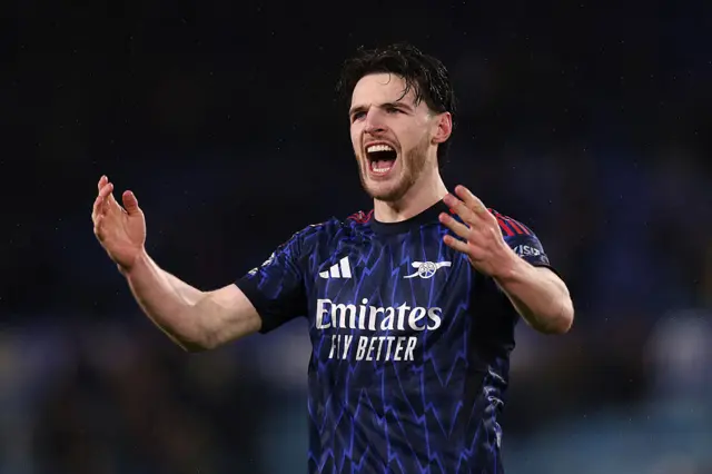 Rice shouts in delight at full time