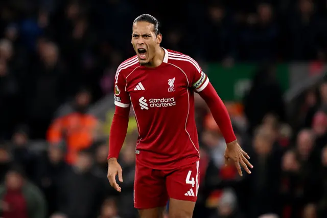 Van Dijk shouts at his team-mates