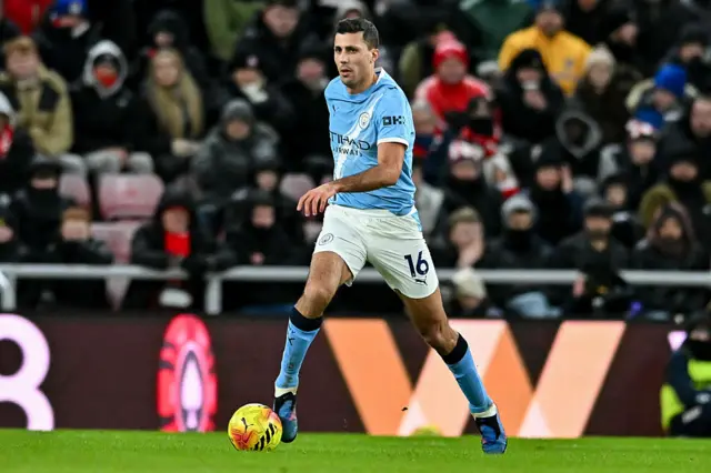 Rodri of Manchester City plays during the Premier League match between Sunderland and Manchester City at the Stadium Of Light in Sunderland, England, on January 1, 2026.