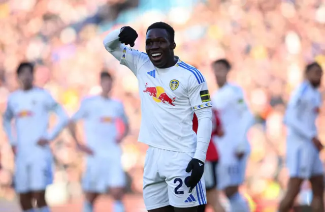 Leeds United's Wilfried Gnonto reacts