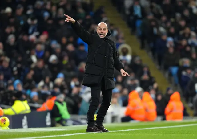 Manchester City manager Pep Guardiola gestures
