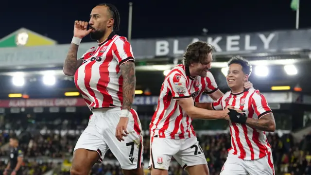 Sorba Thomas celebrates scoring