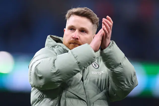 Calum McFarlane Interim manager / head coach of Chelsea celebrates