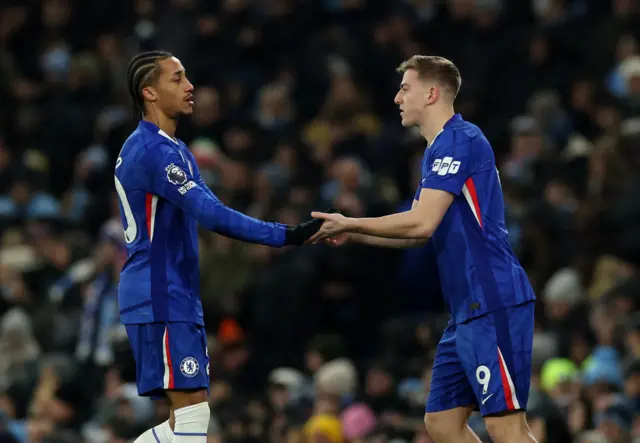 Delap comes on as a substitute to replace Joao Pedro