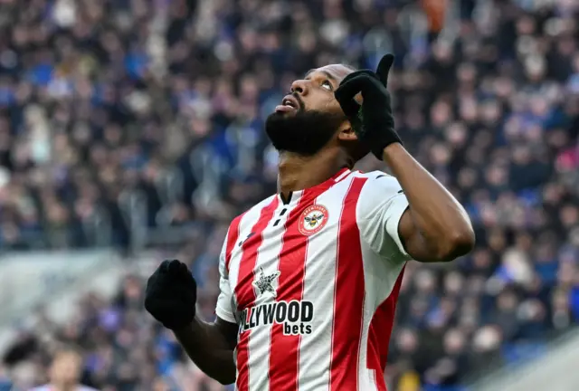 Brentford's Igor Thiago celebrates scoring their first goal