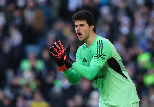 Manchester United's Senne Lammens reacts