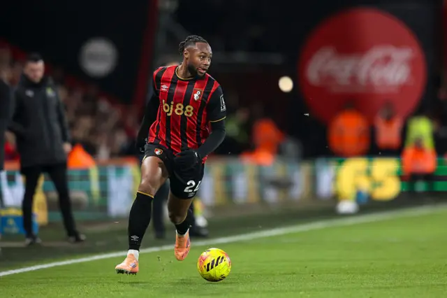 Antoine Semenyo of Bournemouth during the Premier League match between Bournemouth and Arsenal at Vitality Stadium on January 03, 2026 in Bournemouth, England.