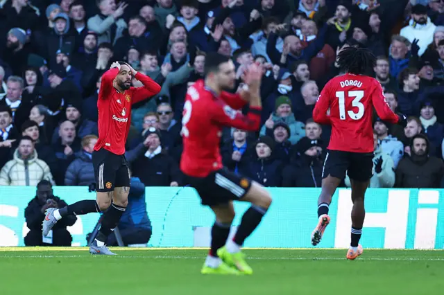 Matheus Cunha of Manchester United reacts