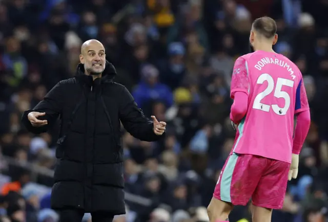Guardiola and Donnarumma dialogue