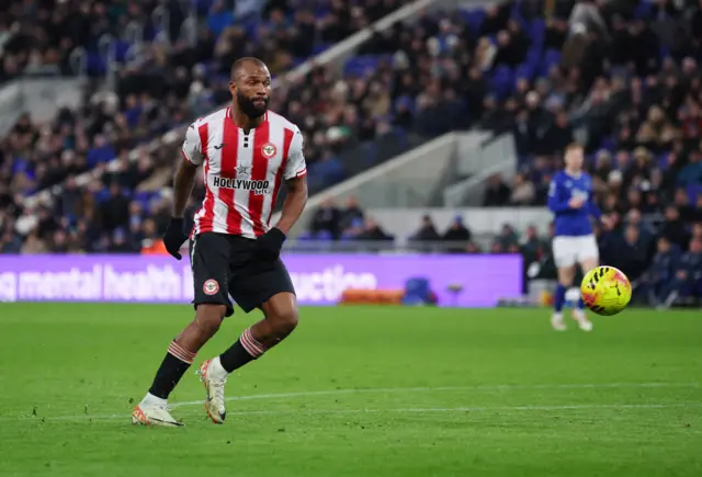 Brentford's Igor Thiago scores their fourth goal to complete a hat-trick