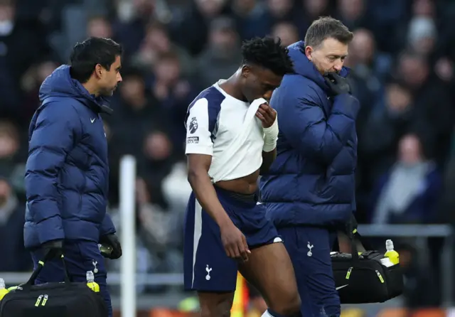 Tottenham Hotspur's Mohammed Kudus walks off the pitch to be substituted