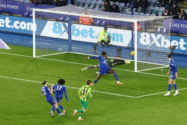 Isaac Price of West Bromwich Albion shoots at goal and hits the post.