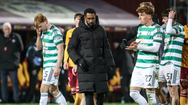 WIlfried Nancy looks dejected after the full-time whistle at Fir Park