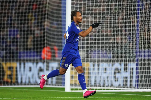 Bobby De Cordova-Reid of Leicester City celebrates scoring