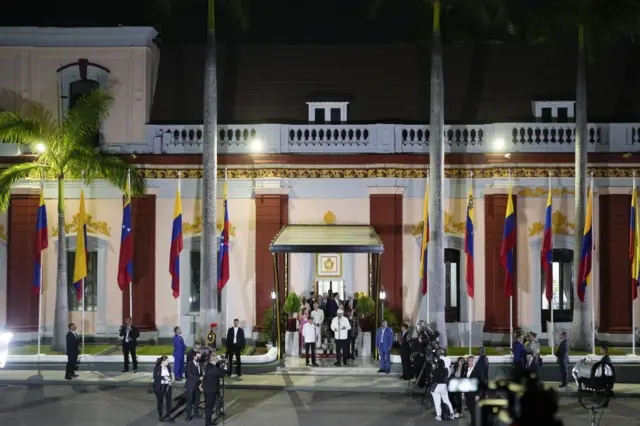 Maduro holding a press conference outside Miraflores Palace in 2024