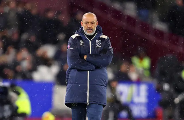 Nuno Espirito Santo manager / head coach of West Ham United looks on